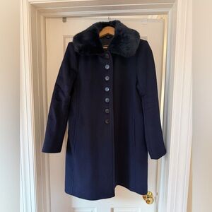 Club Monaco Dark Blue Coat with Faux Fur Collar